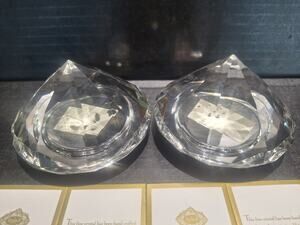 Pair Shannon Crystal Designs Ireland Photo Frame Paperweights Lead Crystal NWOB